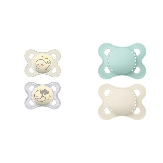 MAM Night Pacifiers (2 Pacifiers & Sterilizing Box), MAM Pacifiers 0-6 Months & Original Matte Baby Pacifier, Nipple Shape Helps Promote Healthy Oral Development, Sterilizer