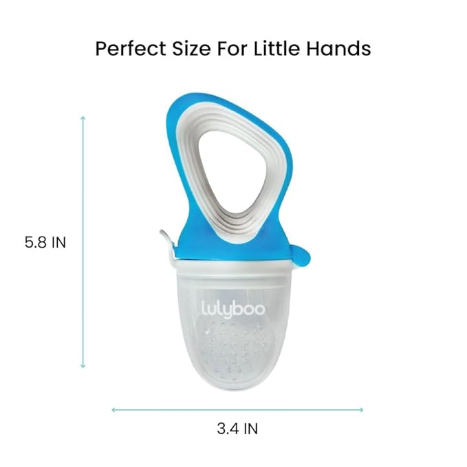 Lulyboo Baby Self-Feeding Feeder with 3-Stage Silicone Nipples | BPA-Free, Mess-Free Mesh Pouch, Ergonomic Handle for Toddler and Infant, Teething Aid, Introduces Fruits & Purees, Easy to Clean