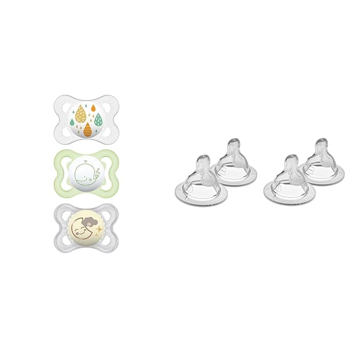 MAM Variety Pack Baby Pacifier, Includes 3 Types of Pacifiers, Nipple Shape Helps Promote Healthy & Bottle Nipples Slow Flow Nipple Level 1, for Newborns and Older