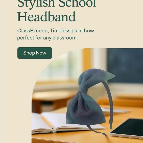 ClassExceed School Headband, Plaid bow headband, back to school, available in variety of school plaids (Plaid 79 Hunter Navy black, Regular)