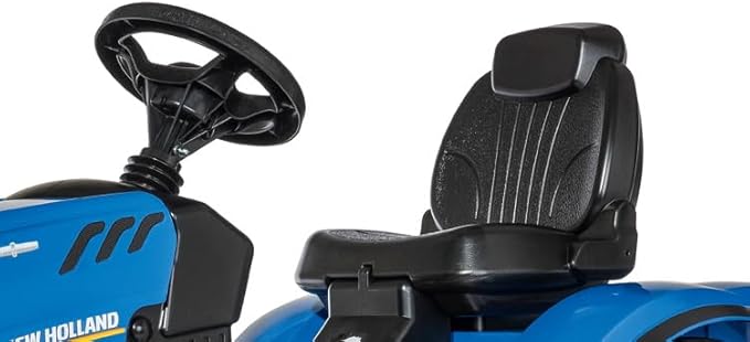ROLLY TOYS rollyFarmtrac New Holland Tractor 601295 | Pedal Tractor with Motorised Bonnet to Open Seat Adjustment, Whisper Bicycle Tyre Chain Protector/3 Years, Blue, TÜV/GS geprüft