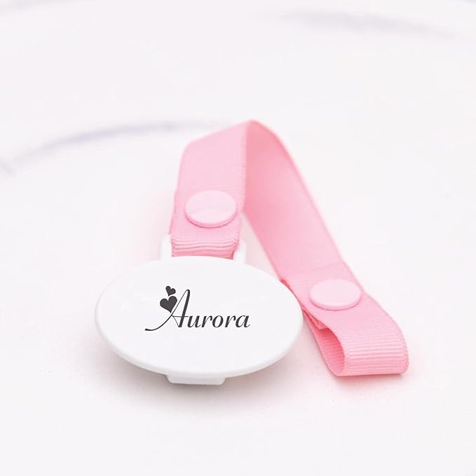Personalized Baby Gifts - Personalized Pacifier Clip with Name, 0-6 Months and 6-18 Months, Engraved Pacifier, Pink Glitter (6-18 Months)
