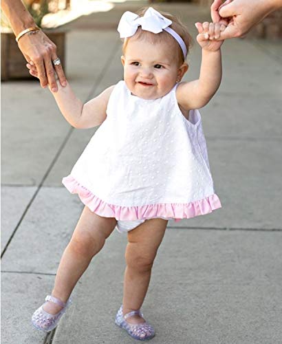 RuffleButts Girls White Bow Headband - One Size