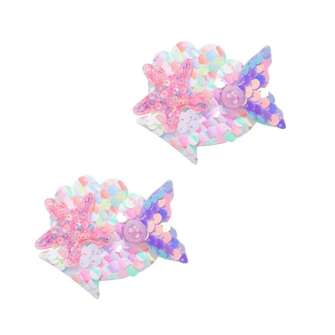Enchanting Mermaid-Shaped Sequin Hair Clips for Kids - 6 Color Options! (colorful)