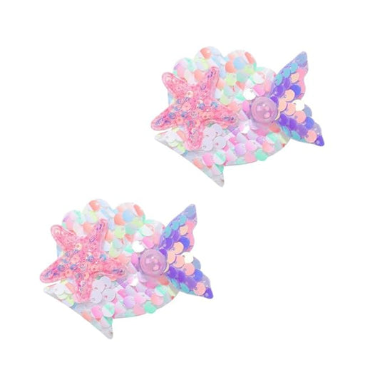Enchanting Mermaid-Shaped Sequin Hair Clips for Kids - 6 Color Options! (colorful)