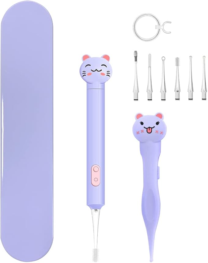 2 Pack Baby Nose and Ear Cleaner, Nasal Booger and Ear Wax Removal Tool Nose Cleaner Tweezers with Light for Newborns Infants Adult Safely Clean Baby's Boogers Ear Wax Baby Must Have Items(Purple)