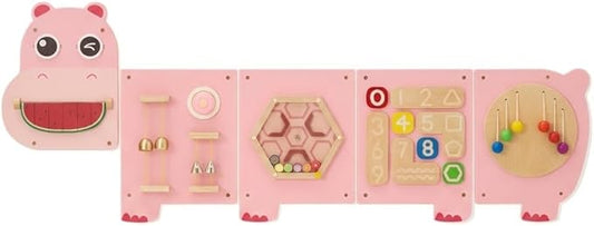 Monläurd® Hippo Montessori Busy Board, Sensory Board, Educational Toys, Sensory Wall Panel, Wall Toys, Daycare Furniture, Playroom Furniture, Learning Toys, Boys and Girls 6 M+