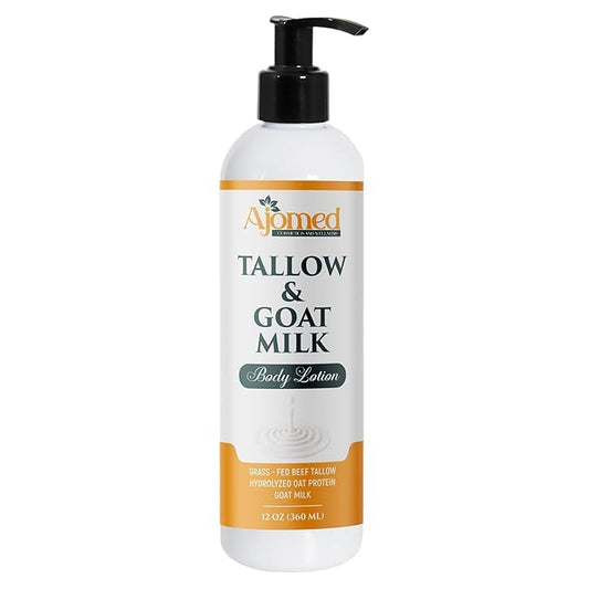 Tallow & Goat Milk Body moisturizing Lotion for Sensitive Skin, handmade tallow cream (12 Fl OZ, Unscented)