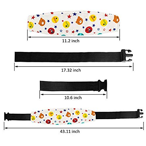 Packs of 2 Toddler Car Seat Neck Relief and Head Support, Pillow Support Head Band Easy Installation On Most Convertible Seats and Safety to Babies and Kids(Bear)