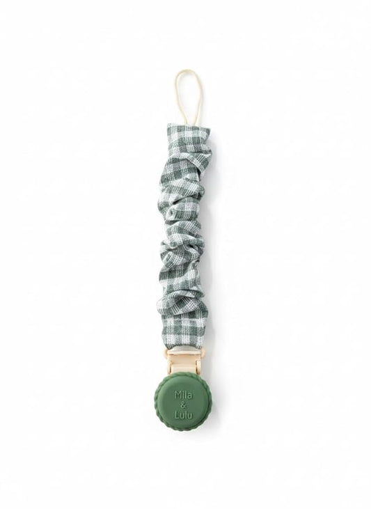 Muslin Cotton - Metal-Free Pacifier Clips, Lightweight and Secure Pacifier Holder for Babies (Olive Graine) - Mila & Lulu