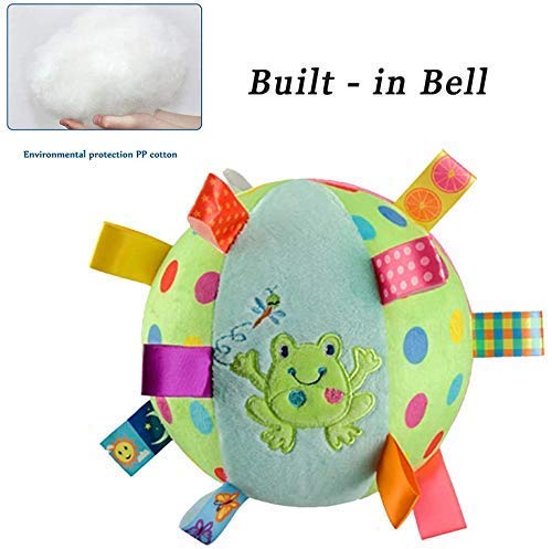 Inchant Baby Frog Security Blanket & Rattle Ball with Colorful Tags - Kids Infant Early Educatinal Plush Tag Toys, Green