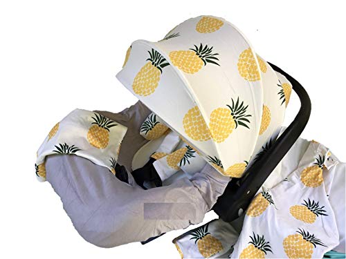 9pc Unisex Baby Ultimate Set of Infant Car Seat Cover Canopy Headrest Blanket Hat Nursing Scarf, 25JE12