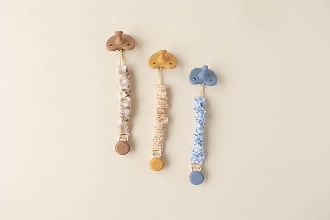Muslin Cotton - Metal-Free Pacifier Clips, Lightweight and Secure Pacifier Holder for Babies (Sun Éclat) - Mila & Lulu