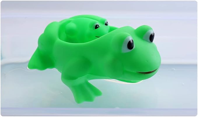 Baby Bath Toys 4Pcs Rubber Green Frog Family Squeak Float Bath Ducks Bath Tub Shower Toys for Toddlers Boys Girls