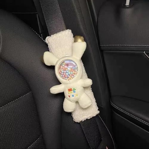 Car Seat Belt Cover Stocking Stuffers Cute Creative Toy Flower Cloud Duck Safety Seatbelt Shoulder Pad Auto Accessory Neck Cushion Protector Seatbelt Shoulder Protector Nice Gift (Rabbit Astronaut)