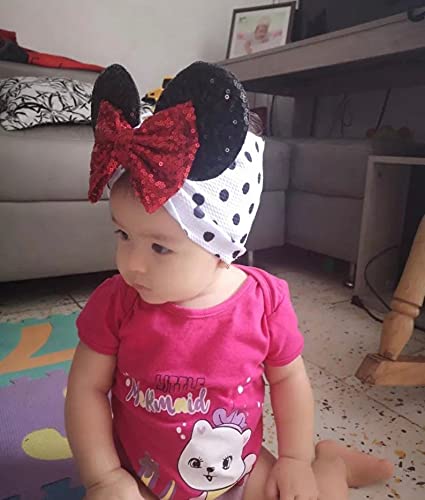 CLGIFT Minnie Ears Hairband, Polka Dot Minnie, Handmade Baby/Toddler Headband, Unisex, 1 Count (Pack of 1), Children