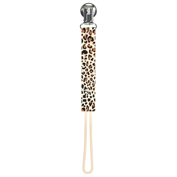 Three Little Tots All Silicone Modern, Short and Safety Tested Pacifier Clip (Leopard, Printed)