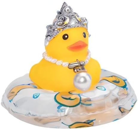 wonuu Car Duck Rubber Duck Car Ornaments Duck Car Dashboard Decorations with Mini Crown and Necklace, C-Female Crown