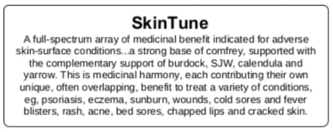 Catskills Comfrey: SkinTune 2oz: for severe sin irritation. Natural, clean & green skin health.100% infusion of comfrey, burdock, St John's wort, calendula & yarrow. Full-spectrum medicinal benefits
