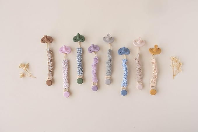 Muslin Cotton - Metal-Free Pacifier Clips, Lightweight and Secure Pacifier Holder for Babies (Hazel Miel) - Mila & Lulu