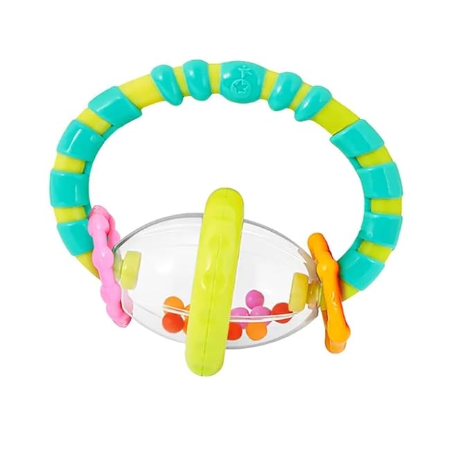Bright Starts Grab & Spin Baby Rattle & BPA-Free Teether Toy, Ages 3 Months+ 1 Count (Pack of 2)
