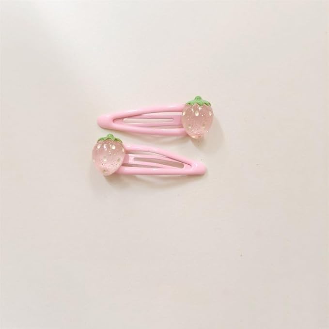 Strawberry Snap Clips Baby Girls Fruit Hair Bow Clips Strawberry Hair Ring Tie BBW24 (6 Pcs-C3)