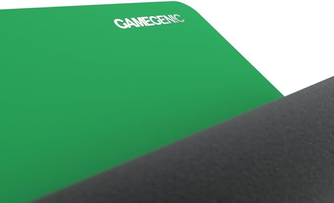 Gamegenic Prime Playmat – Green Color, 61 x 35 cm Soft Cushioned Natural Rubber Playmat with Anti-Slip Back & Silver Foil Logo, Premium Surface for Card Games, Dice, and Desk Protection