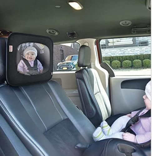 Nuby Car Mirror for Baby - Back Seat Baby Mirror with Fully Adjustable Straps, Shatterproof, Installed in Seconds, Black