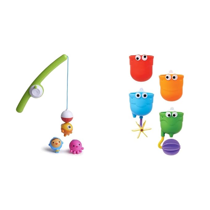 Munchkin® FallsTM Baby Bath Toy and Munchkin® Fishin'TM 4pc Magnetic Baby Bath Toy Set