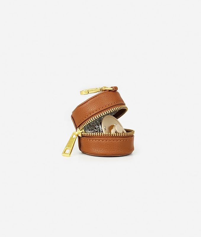 FAWN DESIGN The Paci Case, Brown Pacifier Holder, Premium Pebbled Faux Leather Paci Holder, Insulated Pacifier Case with Zipper and Clip, Fits Most Standard Size Pacifiers, 2.25 x 2.25 inches