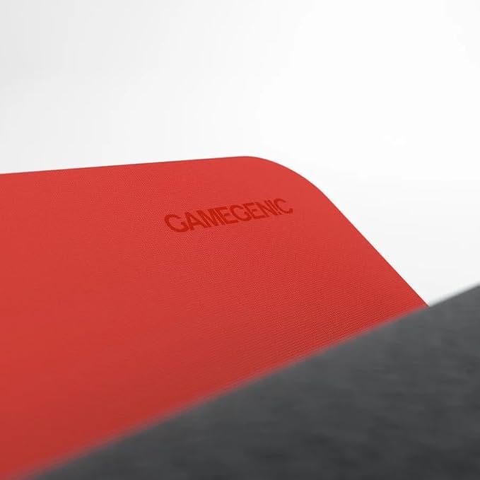 Gamegenic Prime Playmat – Red Color, 61 x 35 cm Soft Cushioned Natural Rubber Playmat with Anti-Slip Back & Silver Foil Logo, Premium Surface for Card Games, Dice, and Desk Protection