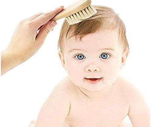 Natural Soft Newborn Baby Brush Set – Goat Hair Bristles with Eco-Friendly Wood Handle | Wooden Infant Cutie Comb by PomPerfect
