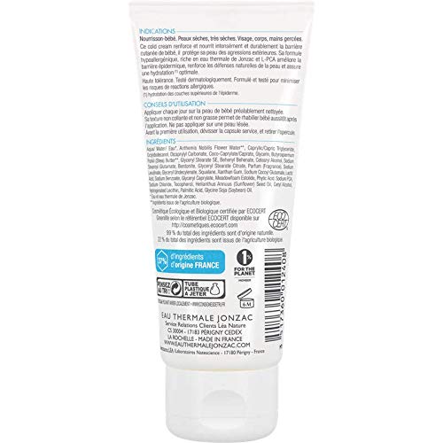 Eau Thermale Jonzac Organic Cosmetic Baby Care Nutri-Gentle Cold Cream, 100 ml