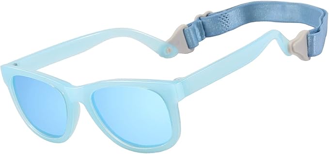 MAXJULI Baby Infant Sunglasses Safe, Soft, With Adjustable Strap 0-24 Months BPA Free 7002