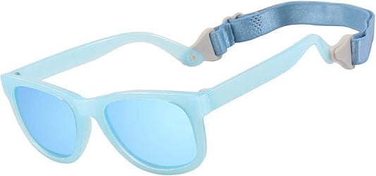 MAXJULI Baby Infant Sunglasses Safe, Soft, With Adjustable Strap 0-24 Months BPA Free 7002