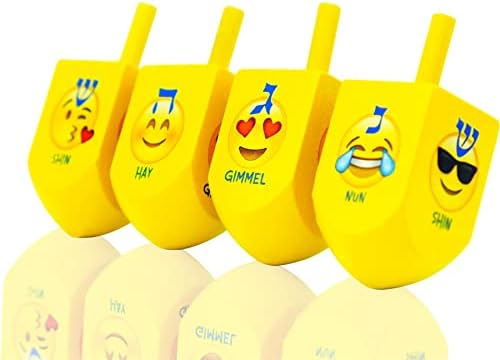 The Dreidel Company Hanukkah Dreidel with Hebrew & English Transliteration Draydel (4-Pack)