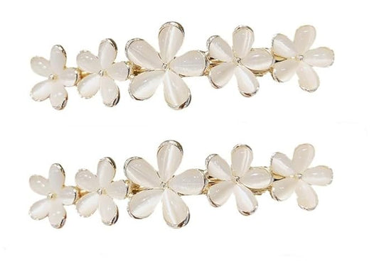 2Pcs Golden Flower Opal Hair Clips Gold Sparkly Wedding Barrettes Fancy Hair Pins Valentines Wedding Prom Engagement Birthday Decorative Accessories for Women Girls Thick Fine Hair,Clips and Barrettes