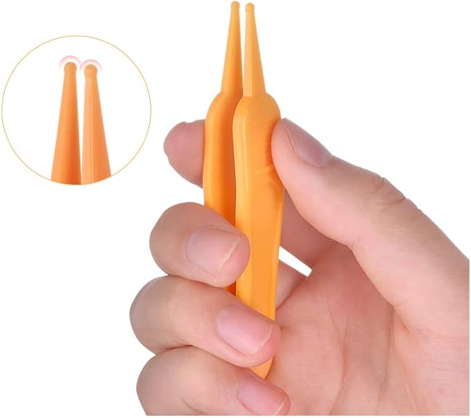 6 PCS Nose Cleaning Tweezer with Plastic Round-Head Ear Nose Navel Cleaner Clip for Care