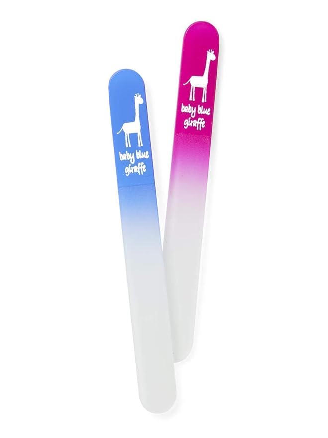 Baby Nail File by baby blue giraffe (Pink & Blue) The Original Glass Baby Nail File- 100% Made in Europe (1 Pink and 1 Blue Combo)