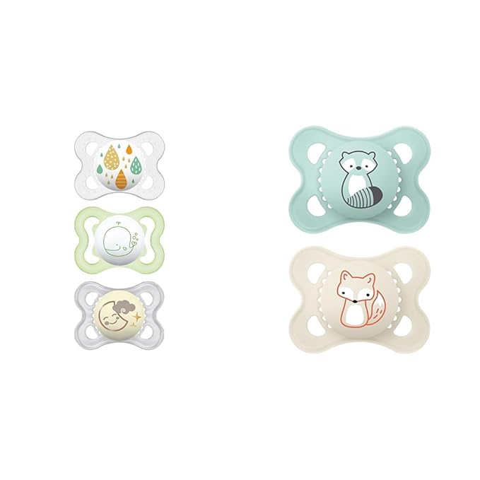 MAM Variety Pack Baby Pacifier 3 Types 0-6 Months Unisex 3 Count & Original Matte Baby Pacifier Boy 0-6 Pack of 2