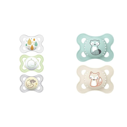 MAM Variety Pack Baby Pacifier 3 Types 0-6 Months Unisex 3 Count & Original Matte Baby Pacifier Boy 0-6 Pack of 2