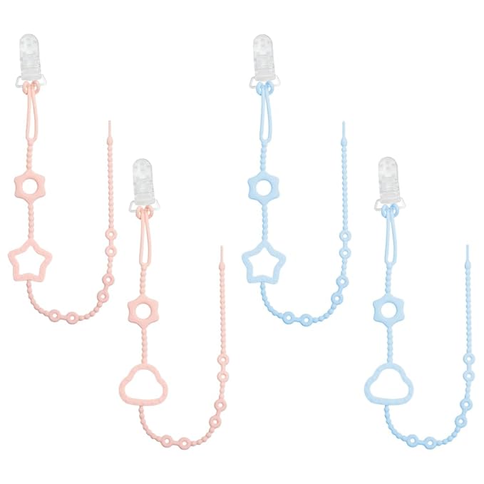 Star Cloud Silicone Baby Pacifier Leashes Pink Blue