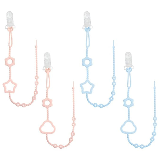 Star Cloud Silicone Baby Pacifier Leashes Pink Blue