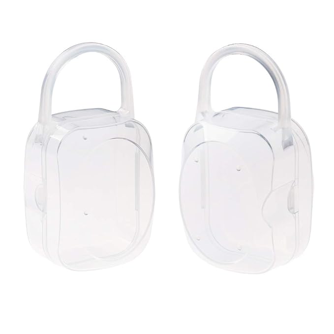 Accmor Pacifier Case, Pacifier Holder Case with Handle, BPA Free Universal Pacifier Container Box for Travel, Transparent, 3 Pack