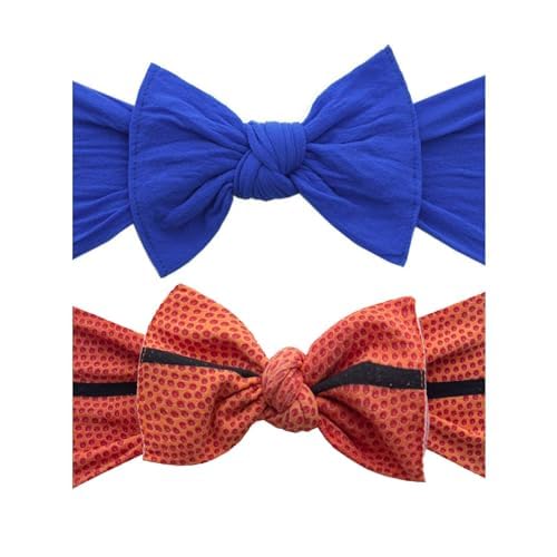 Baby Bling 2PK PRINT SOLID KNOTS: basketball + royal