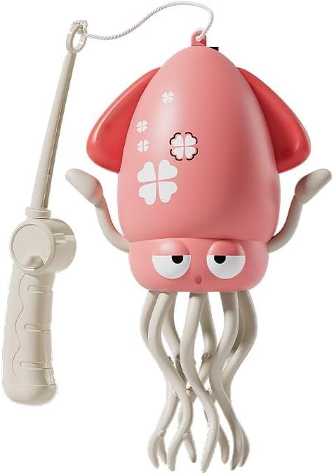 SANJOIN Dancing Octopus Baby Toy,Easter Basket Stuffers Gitfs Rechargeable Tummy Time Toys Wiggling Crawling Squid Toy for 3 4 5 6 7 8 9 10 Kids Boy Girl,Electric Musical Toys Birthday Gifts,Pink