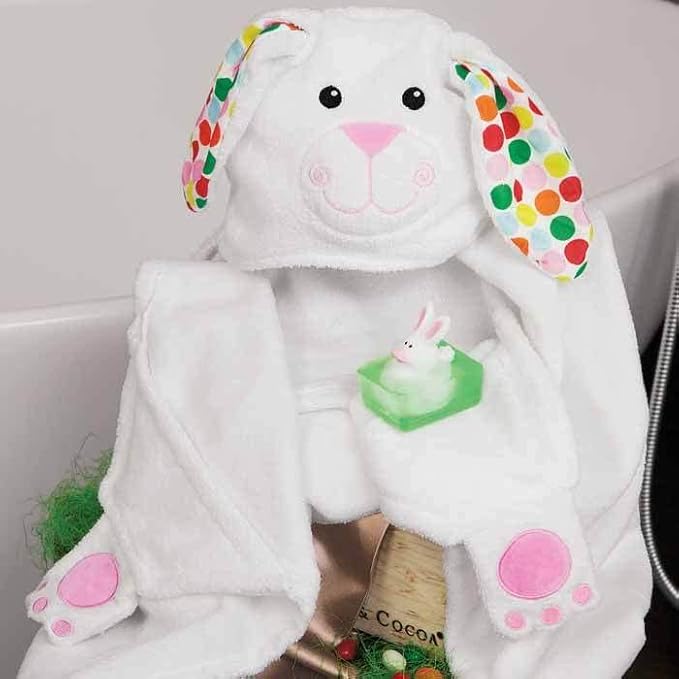 ZOOCCHINI Hooded Bath Towel for Kids 100% Cotton Terry, Plush & Absorbent for Bathtime or Pool, 50" x 22" 2-6 Years, Bella the Bunny