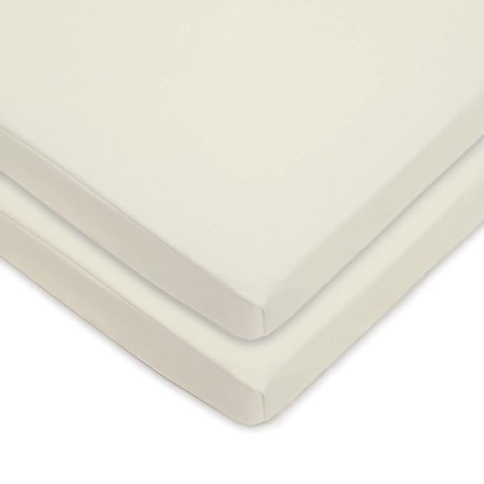 American Baby Company Twin Pack Knit Fitted Pack N Play Playard Sheet Made with Organic Cotton, Natural Color