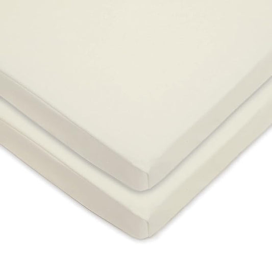 American Baby Company Twin Pack Knit Fitted Pack N Play Playard Sheet Made with Organic Cotton, Natural Color
