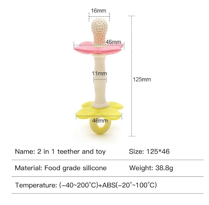 Baby Teether Toy Set, Hand Held Pacifier, Food-Grade Silicone, BPA-Free, Easy-Hold Handle, Natural Fruit Texture, Soothing Teething Relief for Babies 3–24 Months